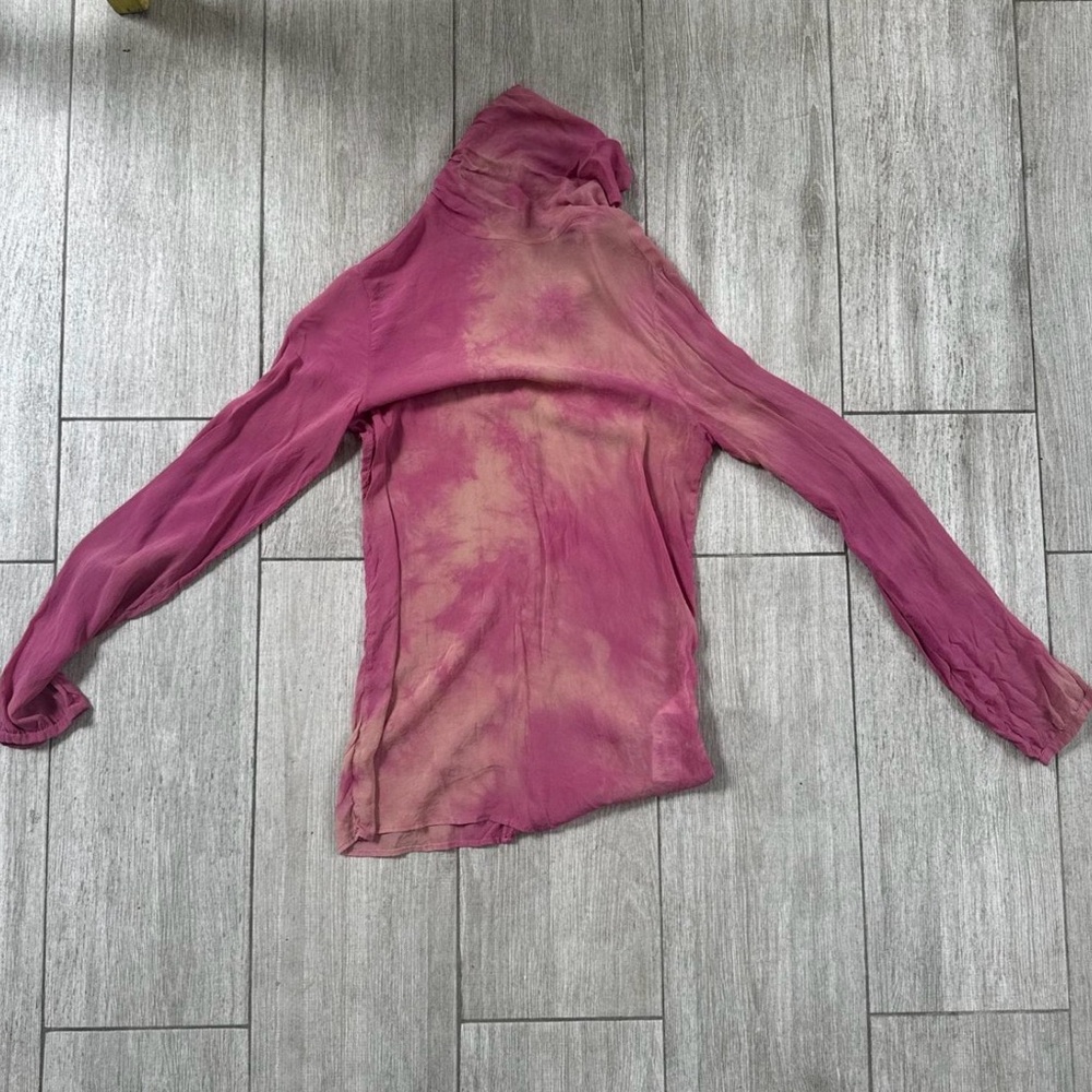 (nude) brand high neck pink silk top